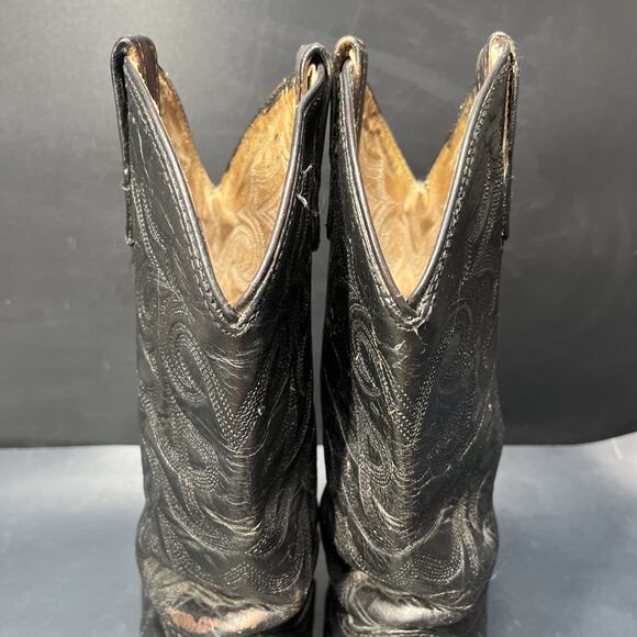 Vintage Double H Cowboy Boots Western Rockabilly Mens 8.5 D Black Leather main image 7